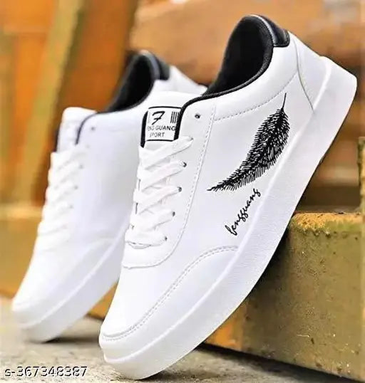 Sports Running, Walking & Gym with Casual Lace-Up Shoes for Men's & Boy's (White)